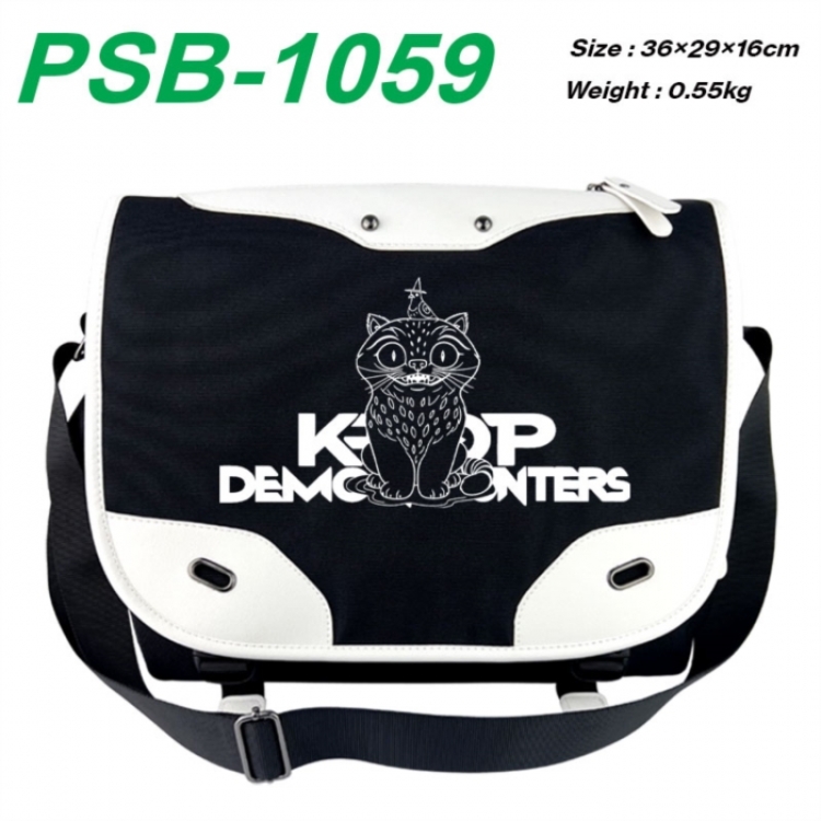 Kpop demon hunters Black and white anime waterproof nylon shoulder messenger bag schoolbag 36X29X16CM