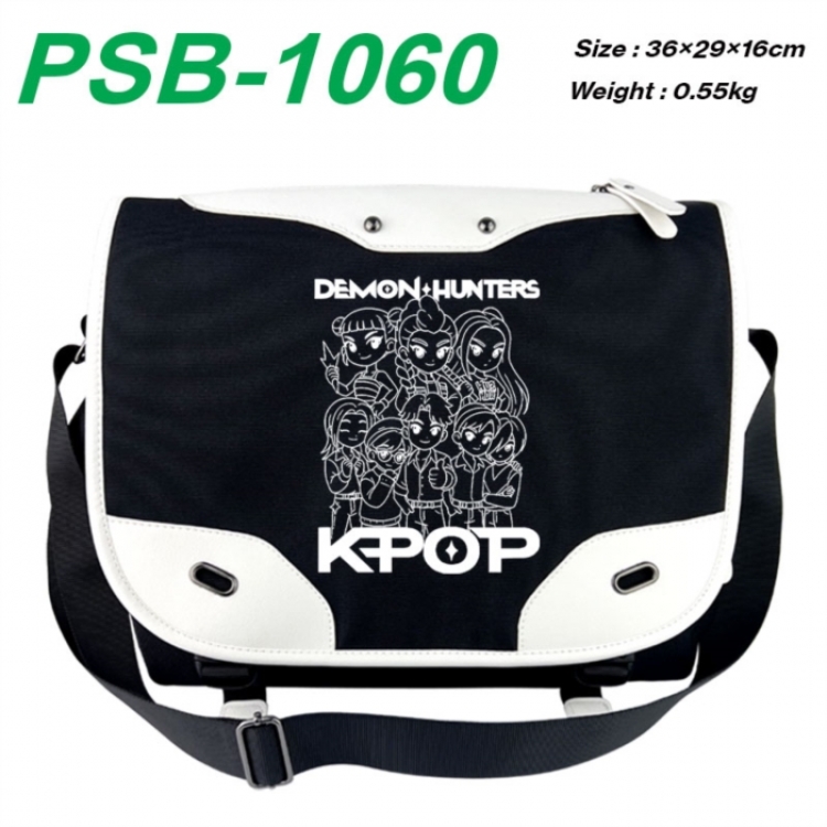 Kpop demon hunters Black and white anime waterproof nylon shoulder messenger bag schoolbag 36X29X16CM