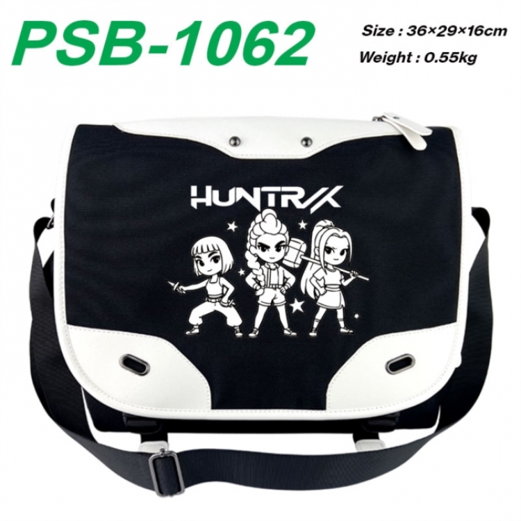 Kpop demon hunters Black and white anime waterproof nylon shoulder messenger bag schoolbag 36X29X16CM