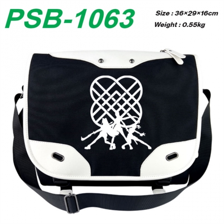 Kpop demon hunters Black and white anime waterproof nylon shoulder messenger bag schoolbag 36X29X16CM