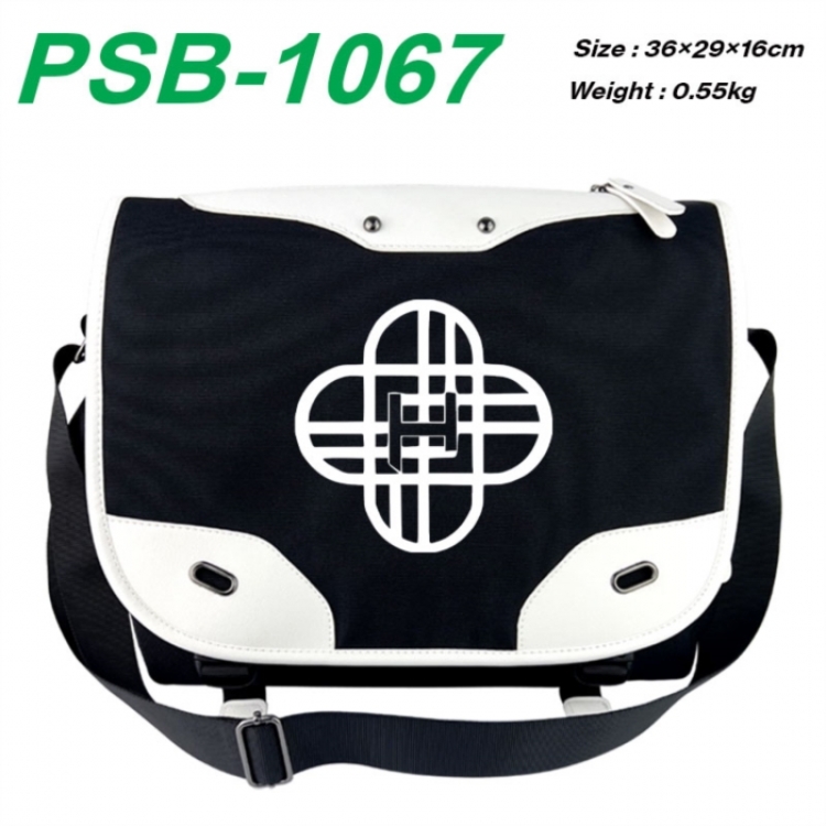 Kpop demon hunters Black and white anime waterproof nylon shoulder messenger bag schoolbag 36X29X16CM