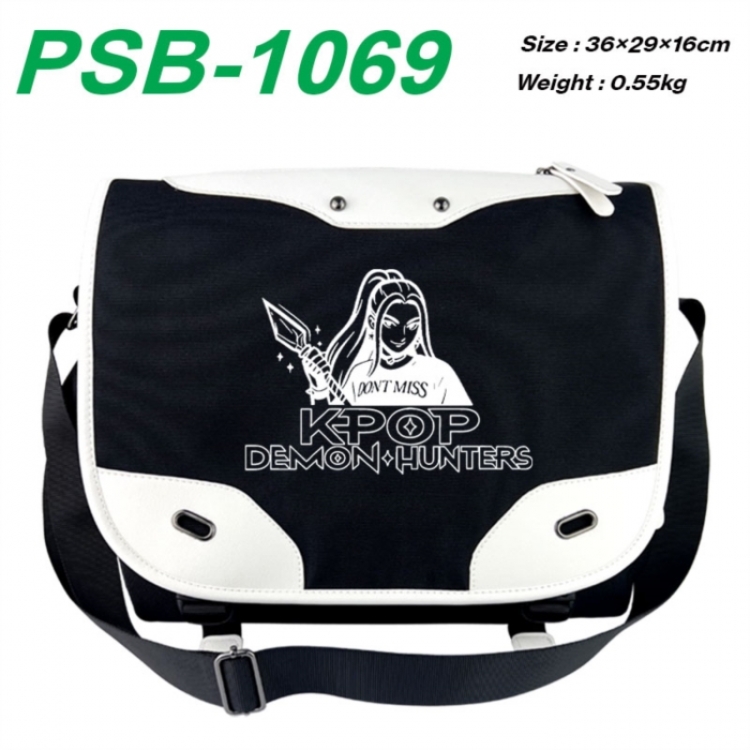 Kpop demon hunters Black and white anime waterproof nylon shoulder messenger bag schoolbag 36X29X16CM