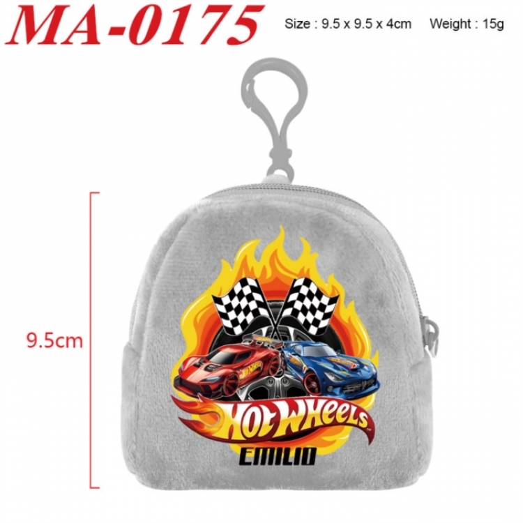 Hot Wheels Anime cartoon plush coin purse 9.5X9.5X4cm