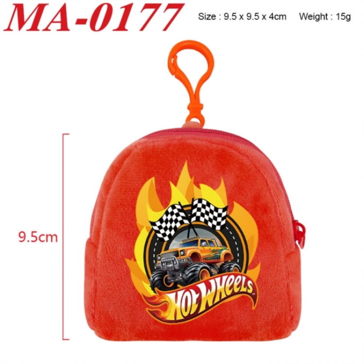 Hot Wheels Anime cartoon plush coin purse 9.5X9.5X4cm