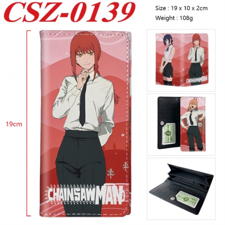 Chainsaw Man Anime peripheral long three fold wallet 19x10x2cm