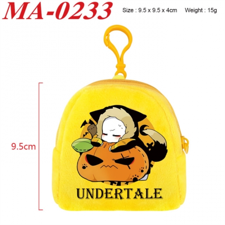 Undertale Anime cartoon plush coin purse 9.5X9.5X4cm