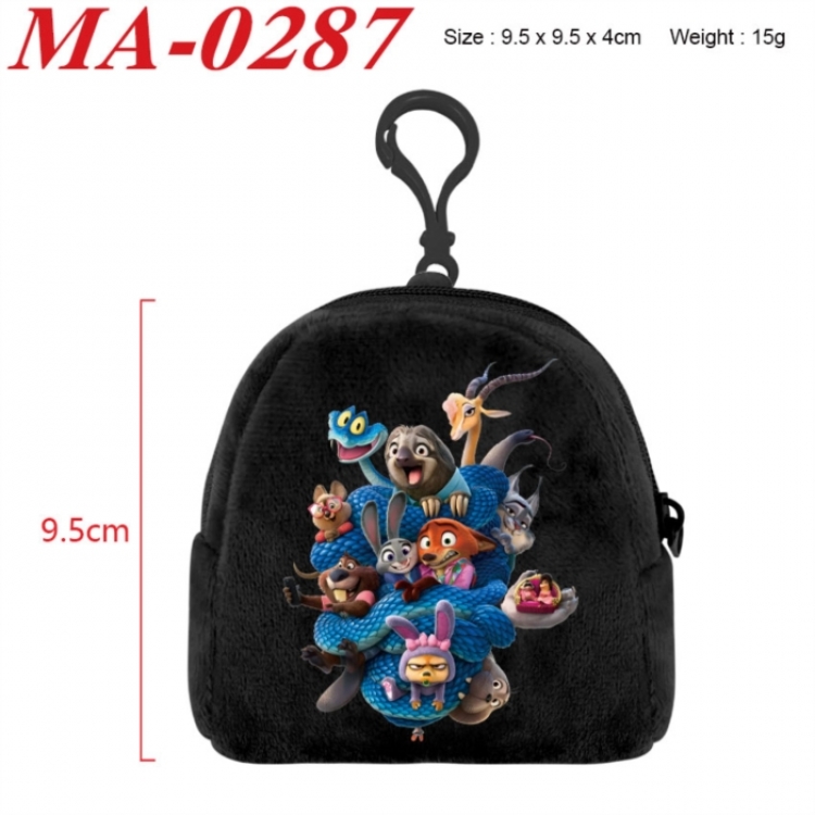 Zootopia Anime cartoon plush coin purse 9.5X9.5X4cm