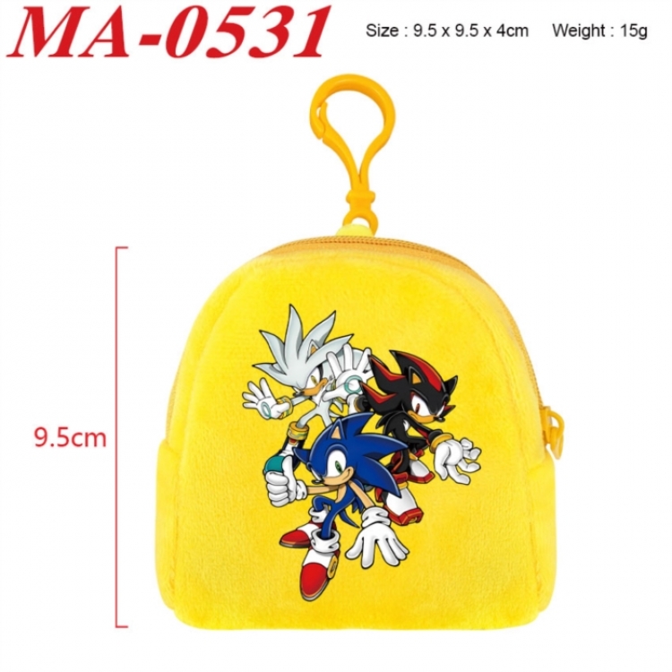 Sonic The Hedgehog Anime cartoon plush coin purse 9.5X9.5X4cm