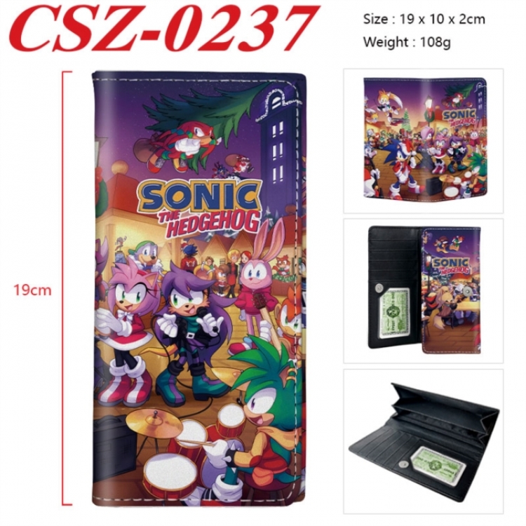 Sonic The Hedgehog  Anime peripheral long three fold wallet 19x10x2cm