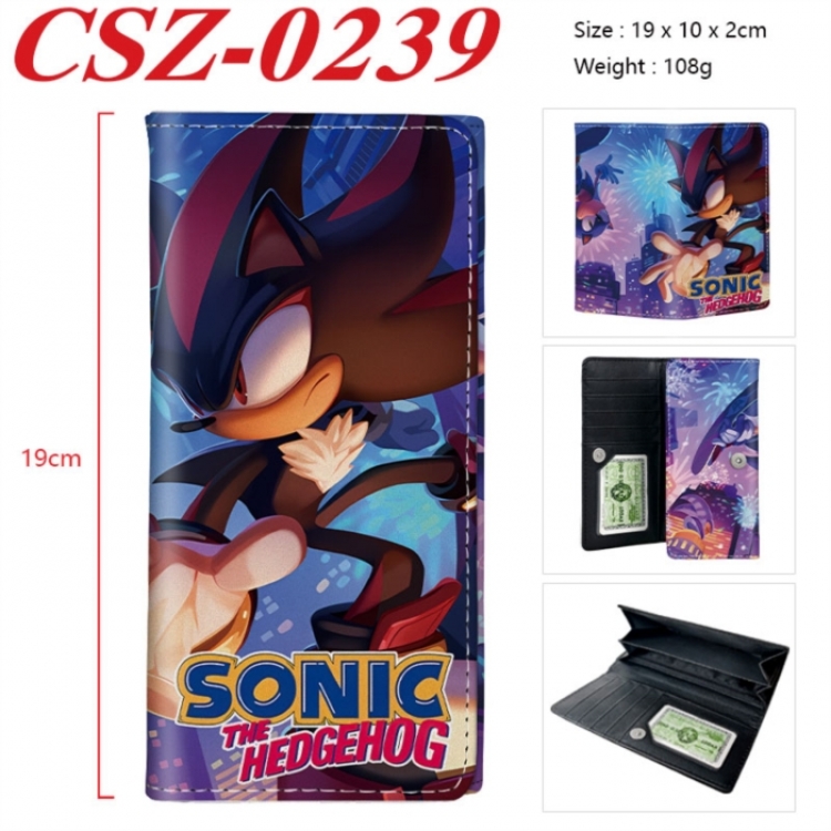 Sonic The Hedgehog  Anime peripheral long three fold wallet 19x10x2cm