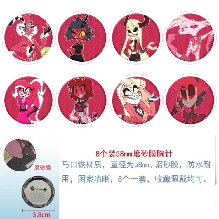 Hazbin Hotel Anime round scrub film brooch badge 58MM a set of 8