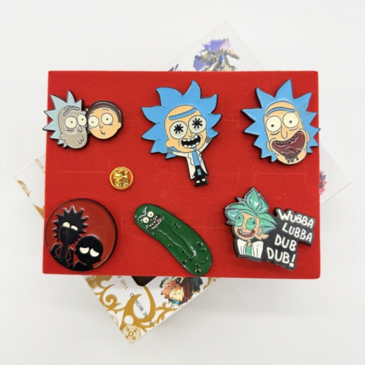 Rick and Morty Anime peripheral keychain ring badge box set