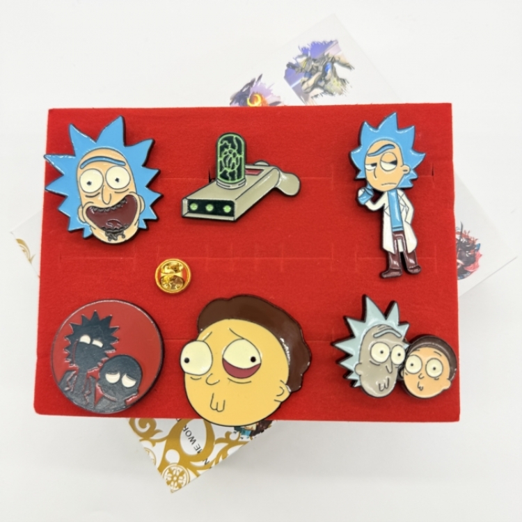 Rick and Morty Anime peripheral keychain ring badge box set