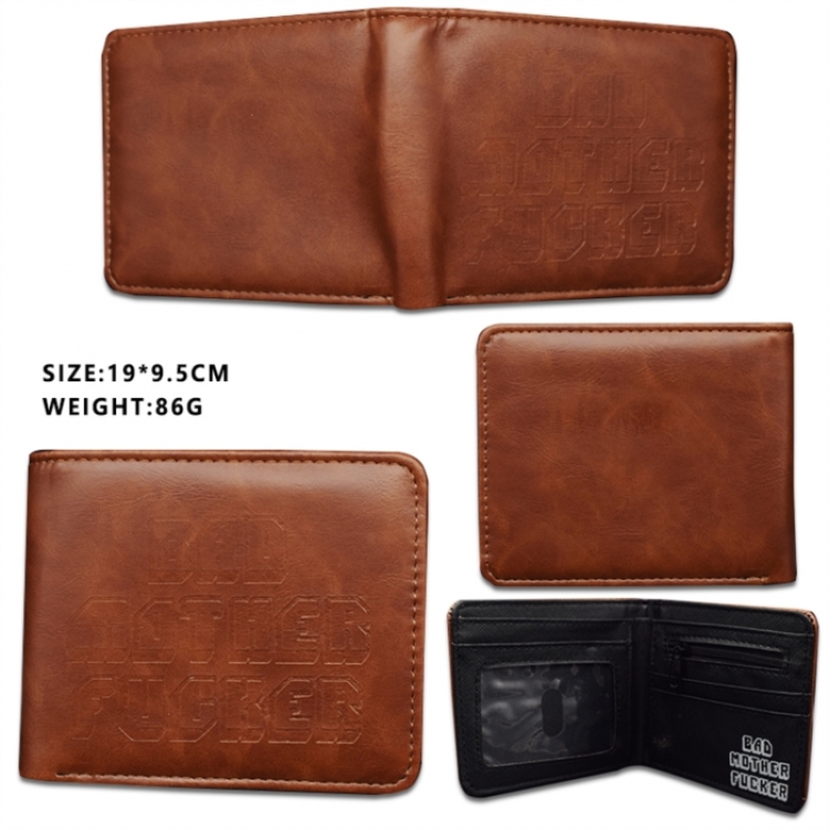 Bad Motherfucker PVC Wallet Short Half Fold Wallet 9.5X23CM