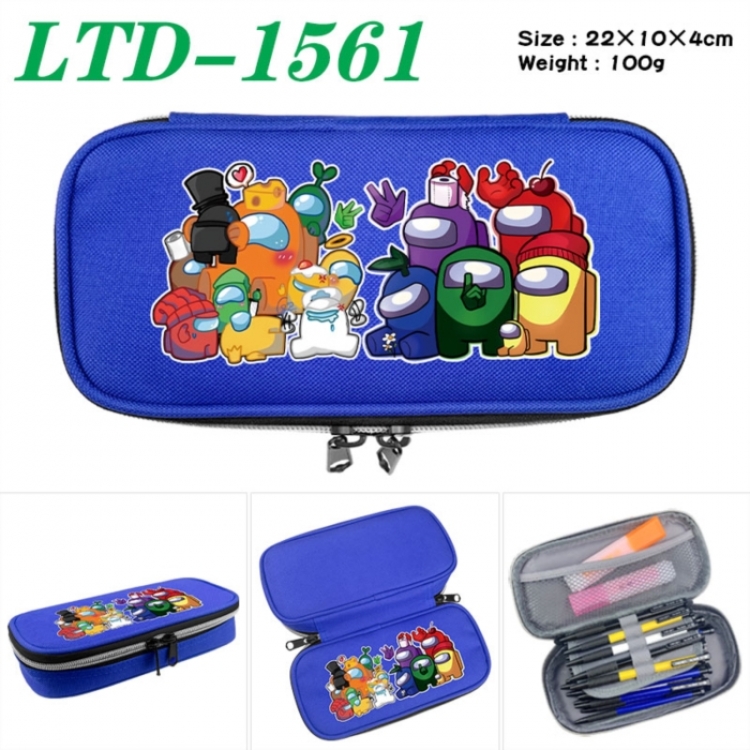 Among Us Anime Waterproof canvas zipper clamshell pencil case pencil case 22x10x4cm