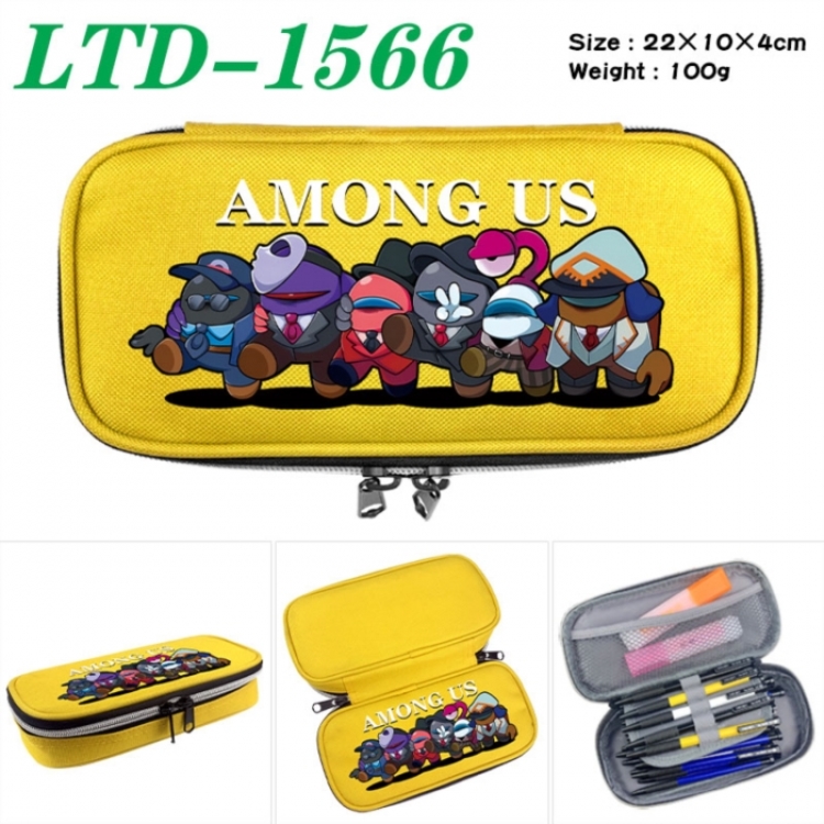 Among Us Anime Waterproof canvas zipper clamshell pencil case pencil case 22x10x4cm