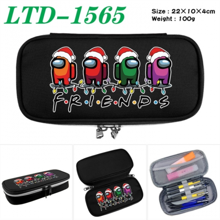 Among Us Anime Waterproof canvas zipper clamshell pencil case pencil case 22x10x4cm