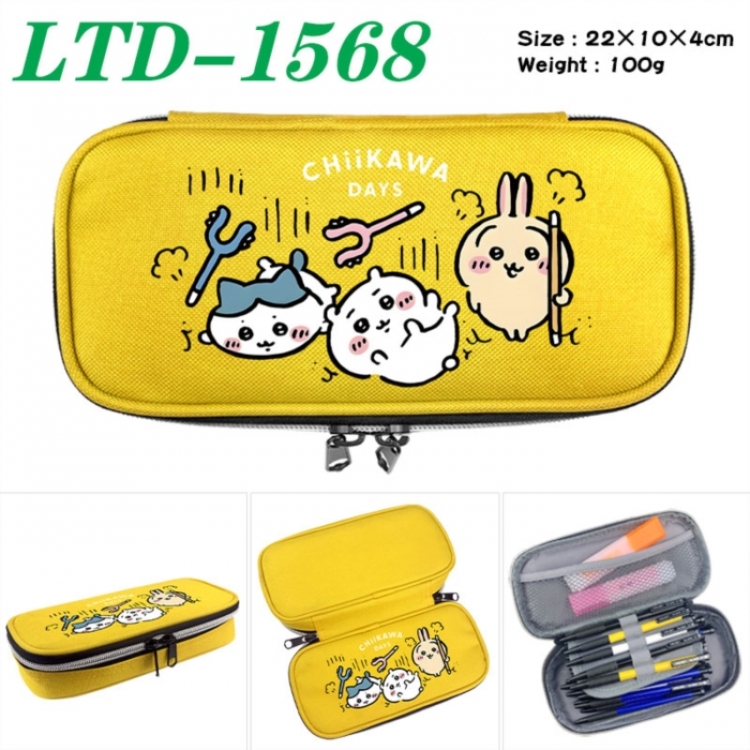 Chiikawa Anime Waterproof canvas zipper clamshell pencil case pencil case 22x10x4cm