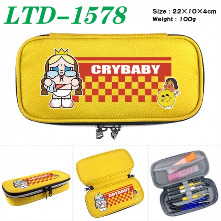 Crybaby Anime Waterproof canvas zipper clamshell pencil case pencil case 22x10x4cm