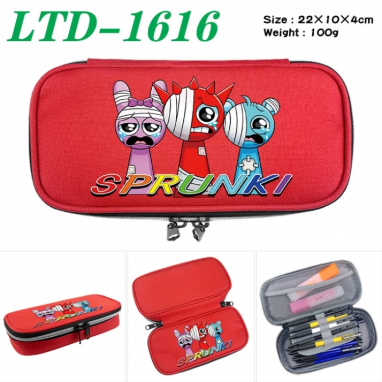 Sprunki Anime Waterproof canvas zipper clamshell pencil case pencil case 22x10x4cm