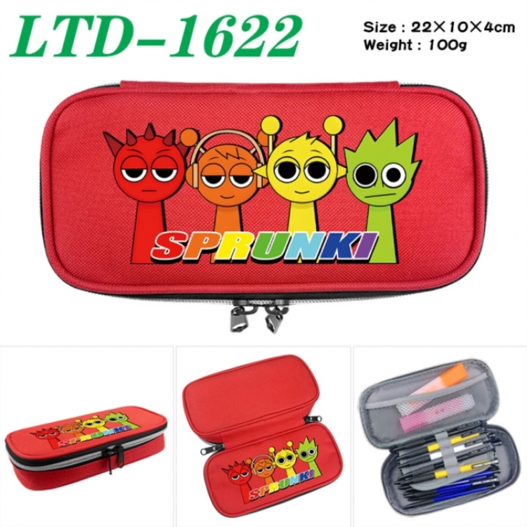 Sprunki Anime Waterproof canvas zipper clamshell pencil case pencil case 22x10x4cm