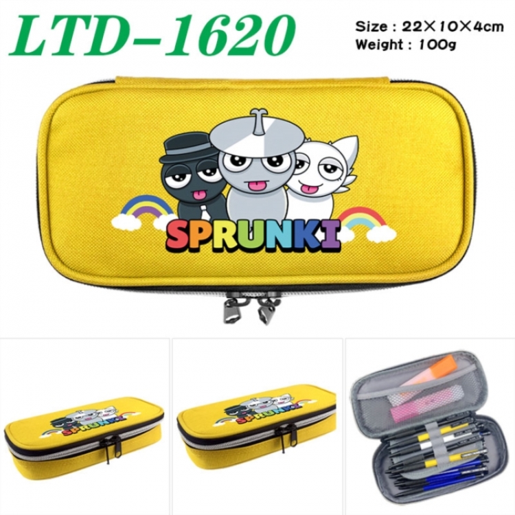 Sprunki Anime Waterproof canvas zipper clamshell pencil case pencil case 22x10x4cm