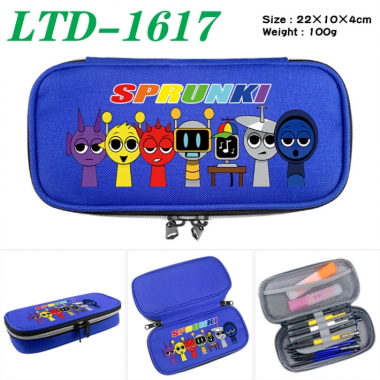 Sprunki Anime Waterproof canvas zipper clamshell pencil case pencil case 22x10x4cm