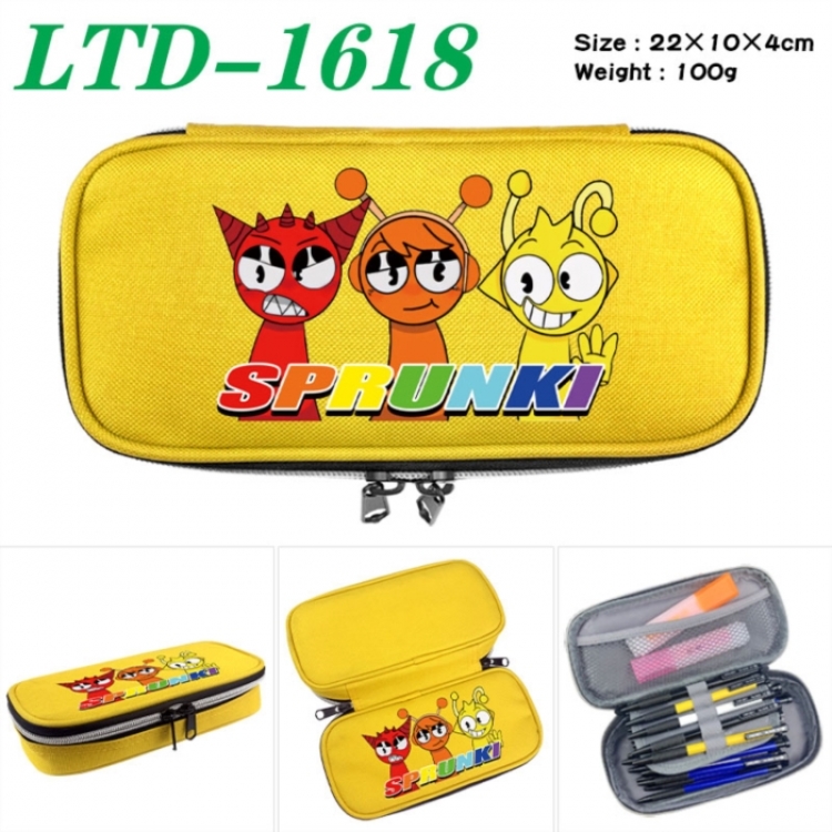 Sprunki Anime Waterproof canvas zipper clamshell pencil case pencil case 22x10x4cm
