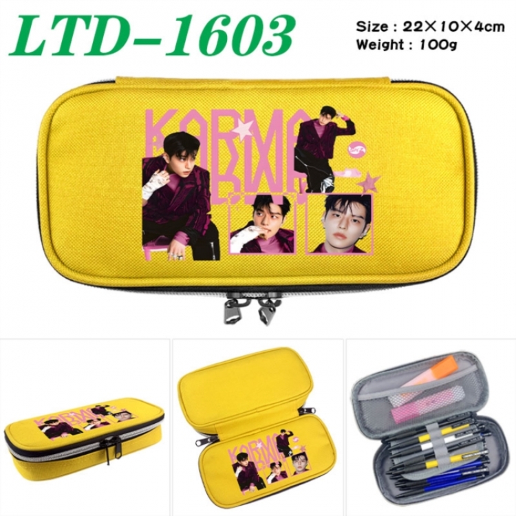 Stray Kids Anime Waterproof canvas zipper clamshell pencil case pencil case 22x10x4cm