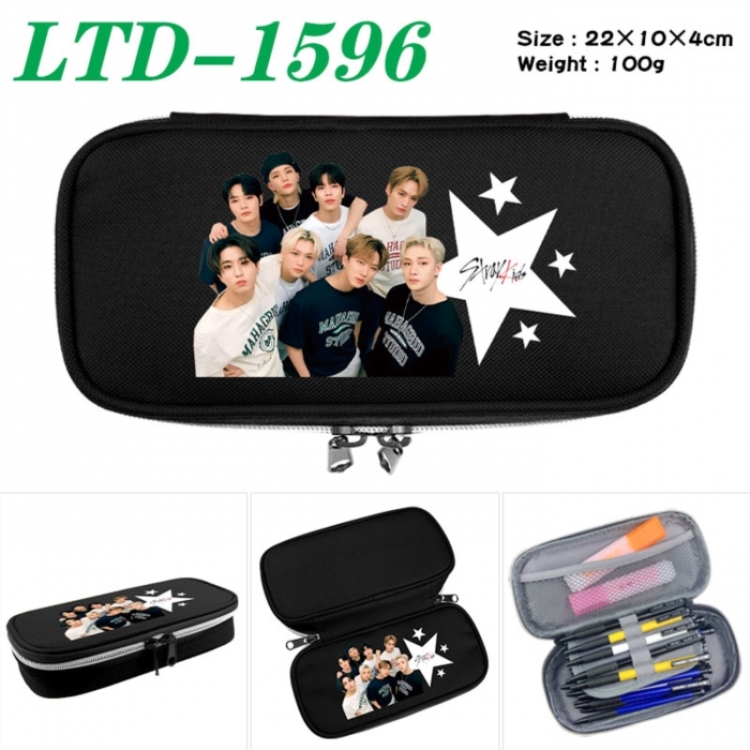 Stray Kids Anime Waterproof canvas zipper clamshell pencil case pencil case 22x10x4cm
