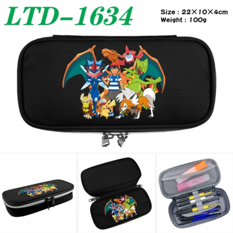 Pokemon Anime Waterproof canvas zipper clamshell pencil case pencil case 22x10x4cm