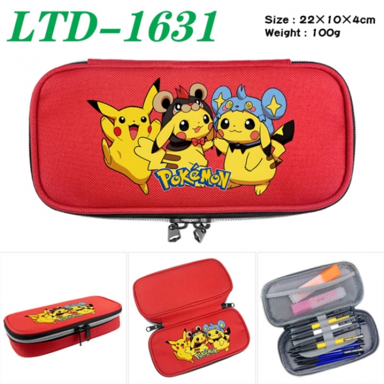 Pokemon Anime Waterproof canvas zipper clamshell pencil case pencil case 22x10x4cm