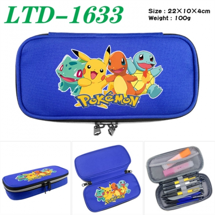 Pokemon Anime Waterproof canvas zipper clamshell pencil case pencil case 22x10x4cm