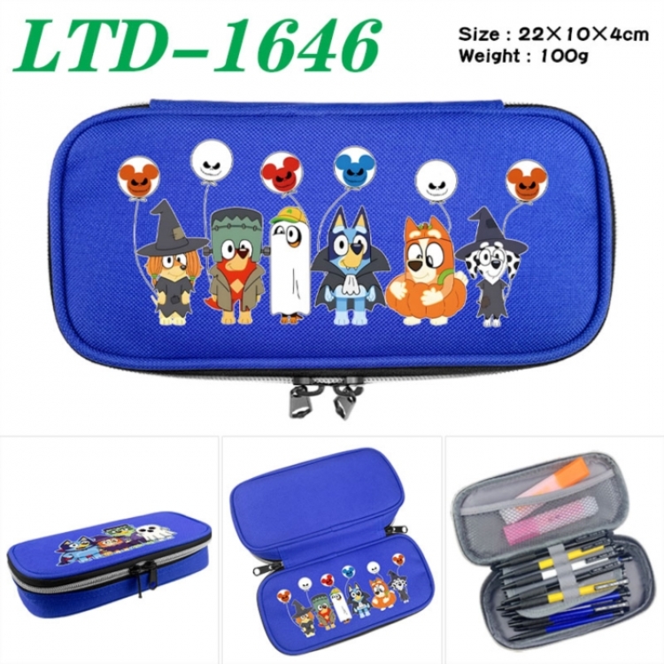 Bluey Anime Waterproof canvas zipper clamshell pencil case pencil case 22x10x4cm