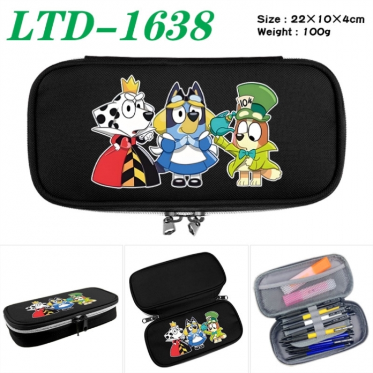 Bluey Anime Waterproof canvas zipper clamshell pencil case pencil case 22x10x4cm
