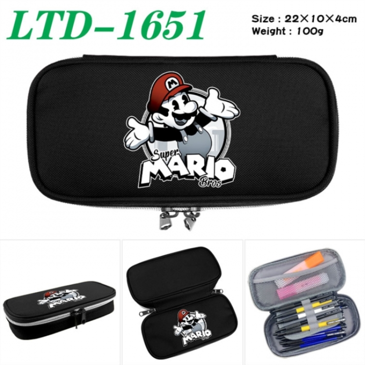 Super Mario Anime Waterproof canvas zipper clamshell pencil case pencil case 22x10x4cm