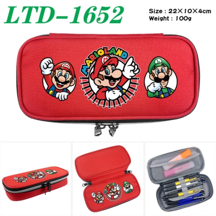 Super Mario Anime Waterproof canvas zipper clamshell pencil case pencil case 22x10x4cm
