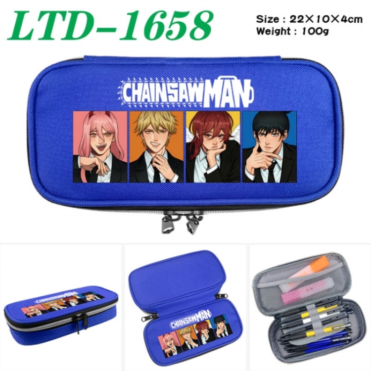 Chainsaw Man Anime Waterproof canvas zipper clamshell pencil case pencil case 22x10x4cm