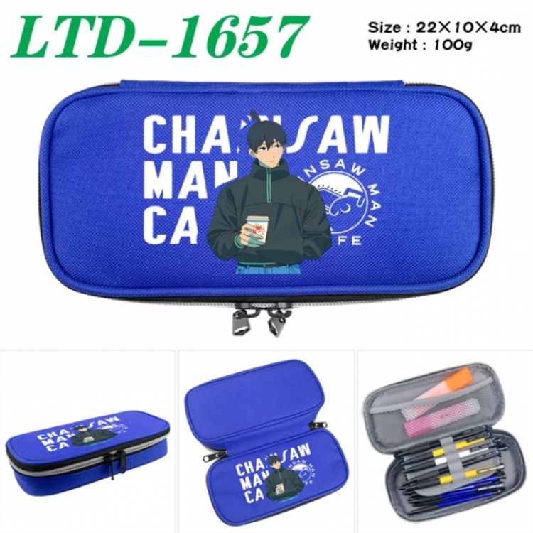 Chainsaw Man Anime Waterproof canvas zipper clamshell pencil case pencil case 22x10x4cm