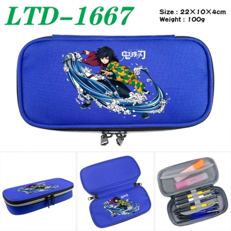 Demon Slayer Kimets Anime Waterproof canvas zipper clamshell pencil case pencil case 22x10x4cm