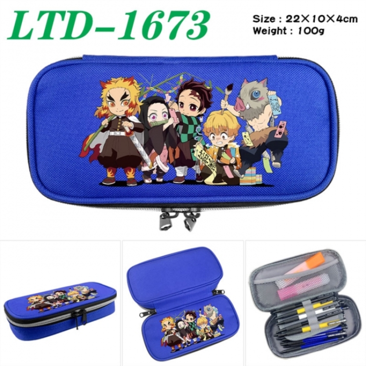 Demon Slayer Kimets Anime Waterproof canvas zipper clamshell pencil case pencil case 22x10x4cm