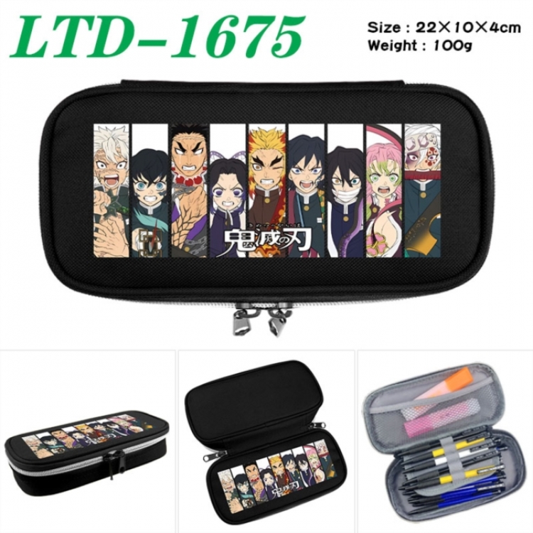 Demon Slayer Kimets Anime Waterproof canvas zipper clamshell pencil case pencil case 22x10x4cm