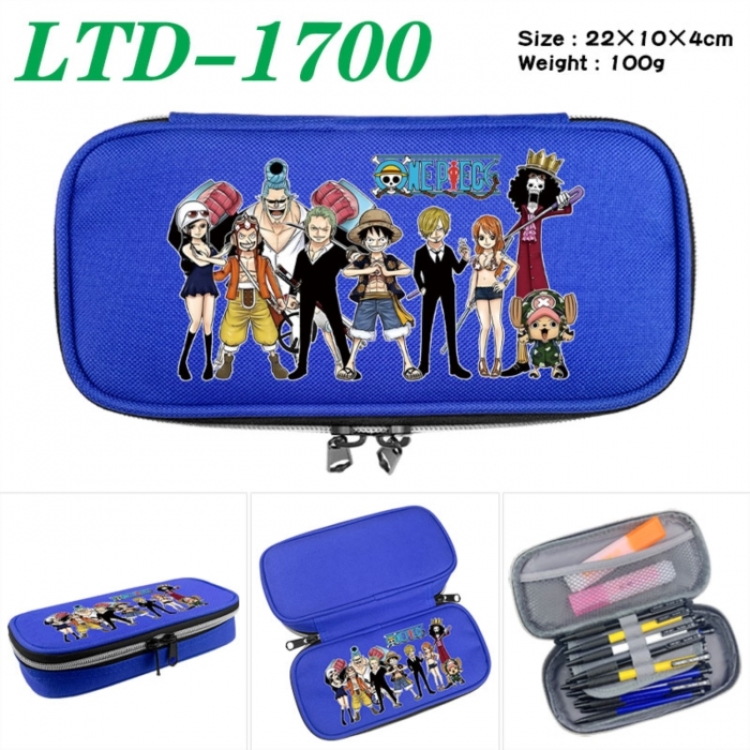 One Piece Anime Waterproof canvas zipper clamshell pencil case pencil case 22x10x4cm