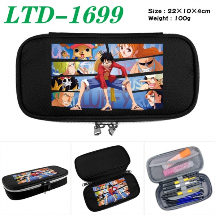 One Piece Anime Waterproof canvas zipper clamshell pencil case pencil case 22x10x4cm