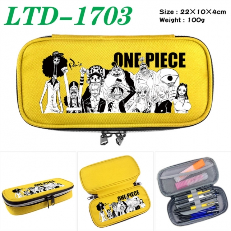 One Piece Anime Waterproof canvas zipper clamshell pencil case pencil case 22x10x4cm