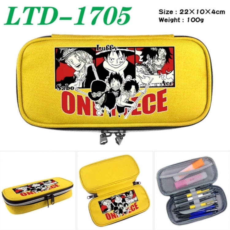 One Piece Anime Waterproof canvas zipper clamshell pencil case pencil case 22x10x4cm