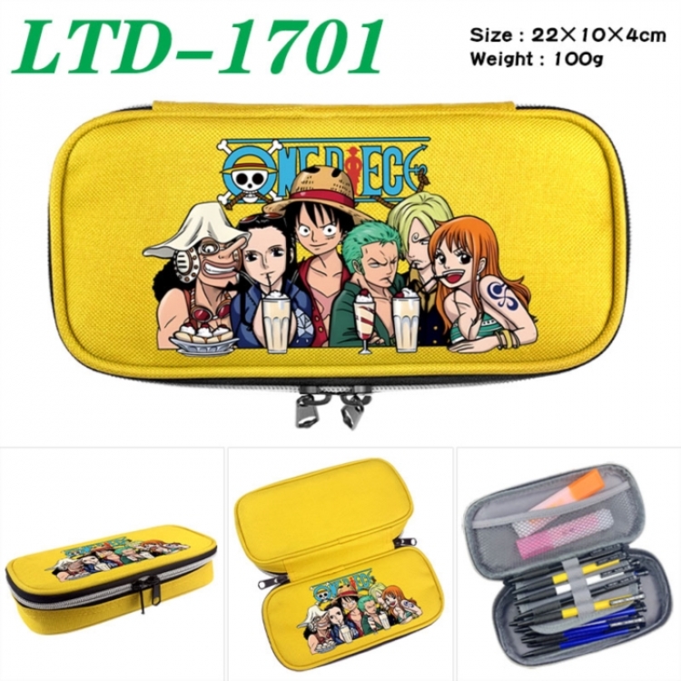 One Piece Anime Waterproof canvas zipper clamshell pencil case pencil case 22x10x4cm