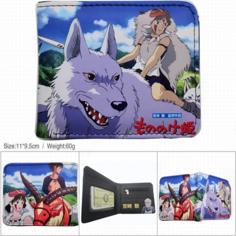 Princess Mononoke 3D concave convex two fold short card wallet wallet wallet 11X9.5X2cm 65G