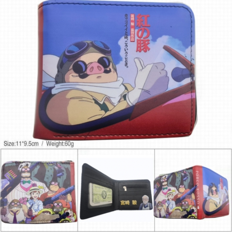 ‌Porco Rosso‌ 3D concave convex two fold short card wallet wallet wallet 11X9.5X2cm 65G