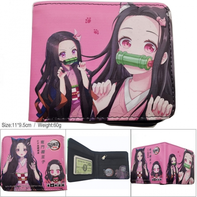Demon Slayer Kimets 3D concave convex two fold short card wallet wallet wallet 11X9.5X2cm 65G